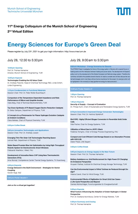 Program of the MSE Kolloquium 2021