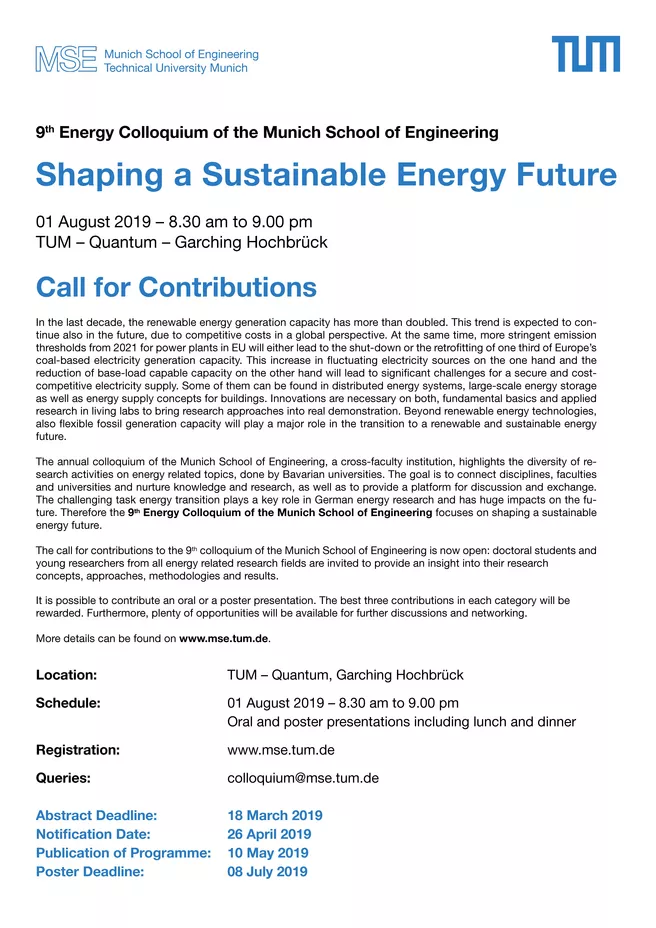 MSE Colloquium 2019 - Call for Contribution